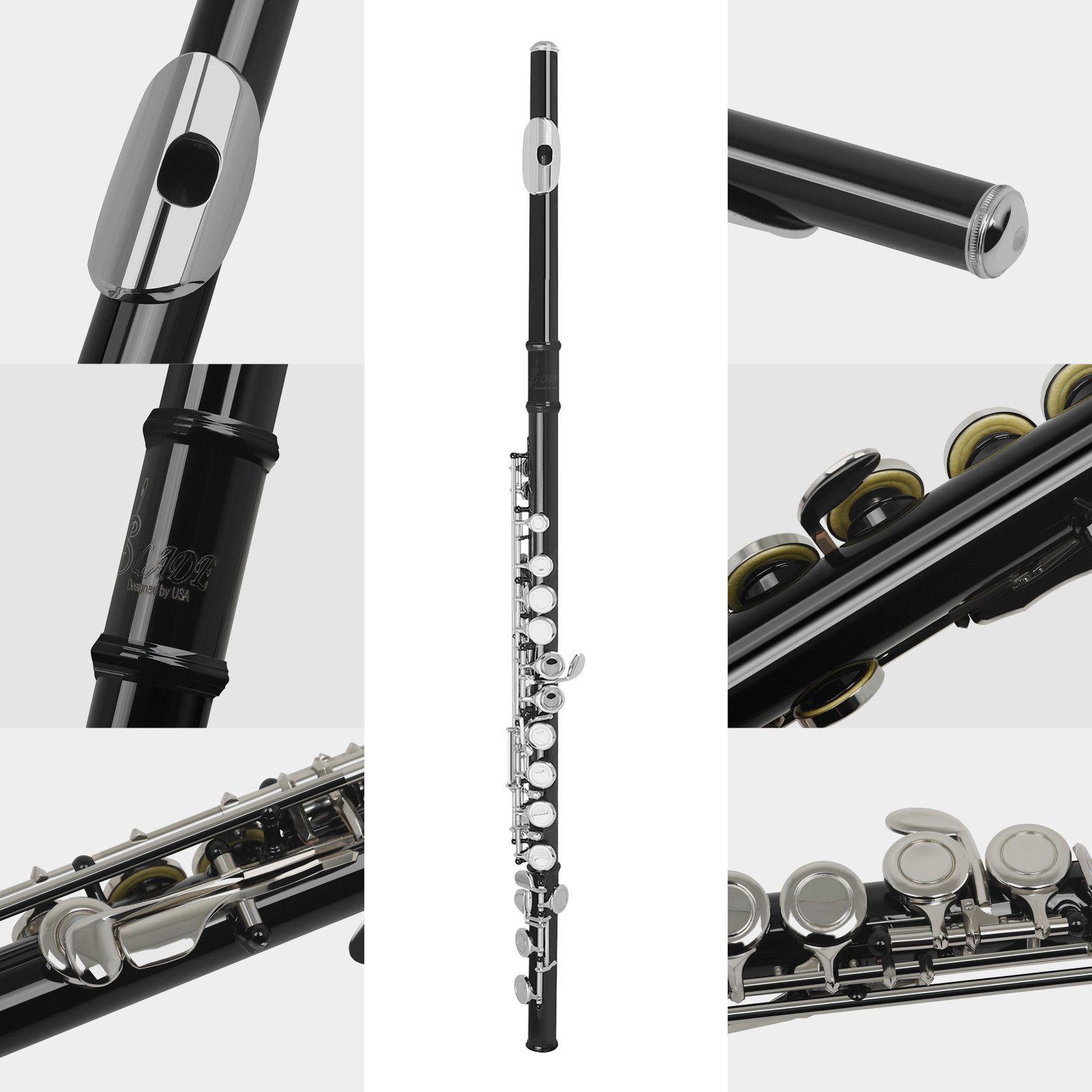 16-Holes-C-Key-Flute-Western-Concert-Flute-Cupronickel-Nicke-Plated-Woodwind-Instrument-Cleaning-Cloth-Stick