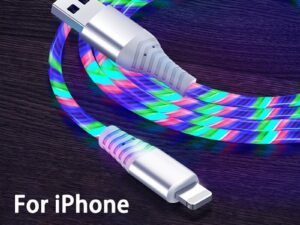 ZRE-AECHRDC 2m 2.4A Fast Charging Flow Luminous Data Cable For iPhone 14 13 12 Pro Max 11 XR XS 8 7 6 Phone Charger USB Cable