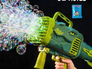 ZRE-AEBBLGN 32-Hole Bubble Gun Dinosaur Bubble Maker Machine with Light Funny Electric Automatic Bubble Maker Outdoor Party Toy Kids Gift