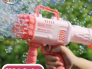 ZRE-AEBBLGN 32 Hole Bubbles Gun Kids Toy Rocket Soap Bubble Machine Guns Automatic Blower Portable Pomperos with Light Toy for Children Gift