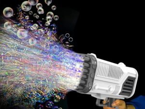 ZRE-AEBBLGN 36 holes Angel Rocket Bubble Gun Machine Electric LED Kids Soap Bubbles Blower Maker Toys for Wedding Party Boy Girl Gift