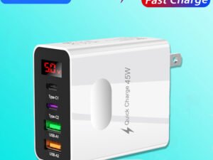 ZRE-AECHRDC 45W Digital Display USB C Charger PD Fast Charge Adapter for Xiaomi iPhone14 13 Samsung Cell Phone Wall Chargers Quick Charge3.0