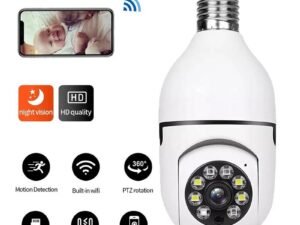 ZRE-AECMR 5G Bulb E27 Surveillance Camera Full Color Night Vision Automatic Human Tracking Zoom Indoor Security Monitor Wifi Camera