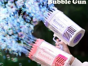 ZRE-AEBBLGN 69 Holes Rocket Bubble Gun Machine Angel LED Kids Automatic Soap Bubbles Blower Maker Toys for Wedding Party Outdoor Games