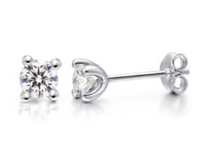 ZRE-AEERING AEAW Moissanite Earrings 3mm And 4mm Diamond Stud Earrings Sterling Silver Classic Lab Diamond 4 Prong Earrings for Women