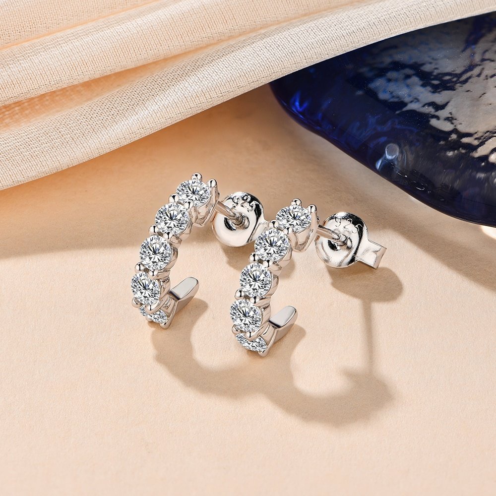 ATTAGEMS-New-in-Round-3-0mm-Moissanite-Hool-Earrings-Passed-Diamond-Test-Yellow-Rose-Plated-Stud