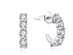 ZRE-AEERING ATTAGEMS New in Round 3.0mm Moissanite Hool Earrings Passed Diamond Test Yellow Rose Plated Stud Earrings for Women Fine Jewelry