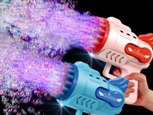 ZRE-AEBBLGN Bubble Gun Electric Automatic Soap Rocket Bubbles Machine Portable Outdoor LED Light Party Toy For Children Birthday Gifts Toys