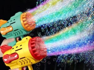 ZRE-AEBBLGN Bubble Gun Toys for Kids Electric Automatic Soap Rocket Bubbles Machine with LED Light Outdoor Wedding Party Toy Children Gifts