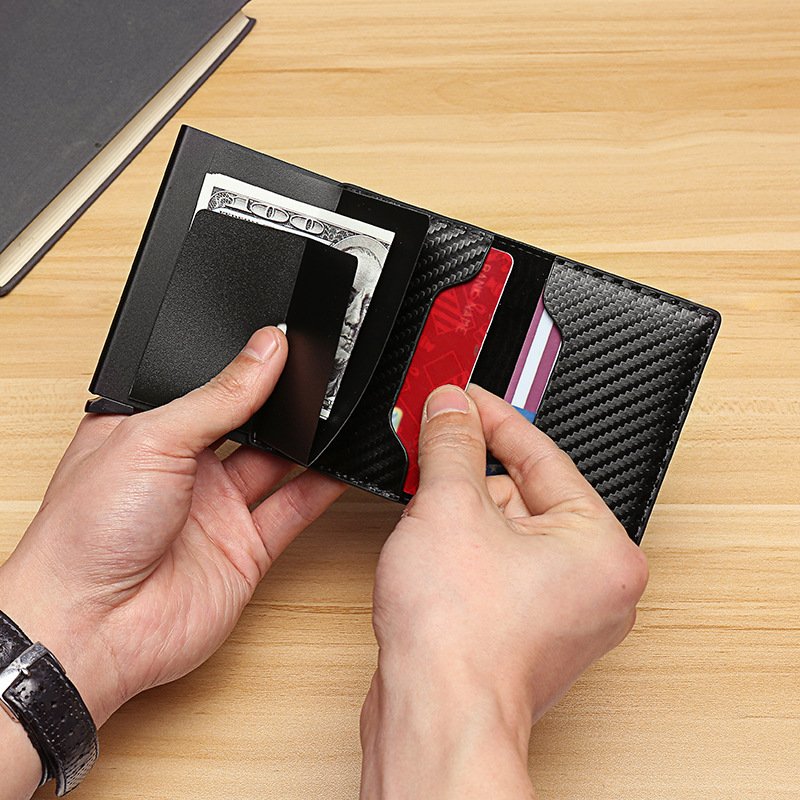 Carbon-Fiber-Card-Holder-Wallets-Men-RFID-Black-Magic-Trifold-Leather-Slim-Mini-Wallet-Small-Money