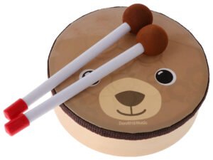 ZRE-AEDRM Cartoon Bear Pattern Drum Musical Toy Percussion Instrument with Drum Sticks Strap for Children Kids