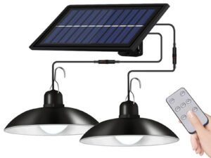 ZRE-SOLAR Double Heads Solar Pendant Light Outdoor Indoor Waterproof 60 LED Solar Lamp With Pull Switch Lighting For Garden Flood Light