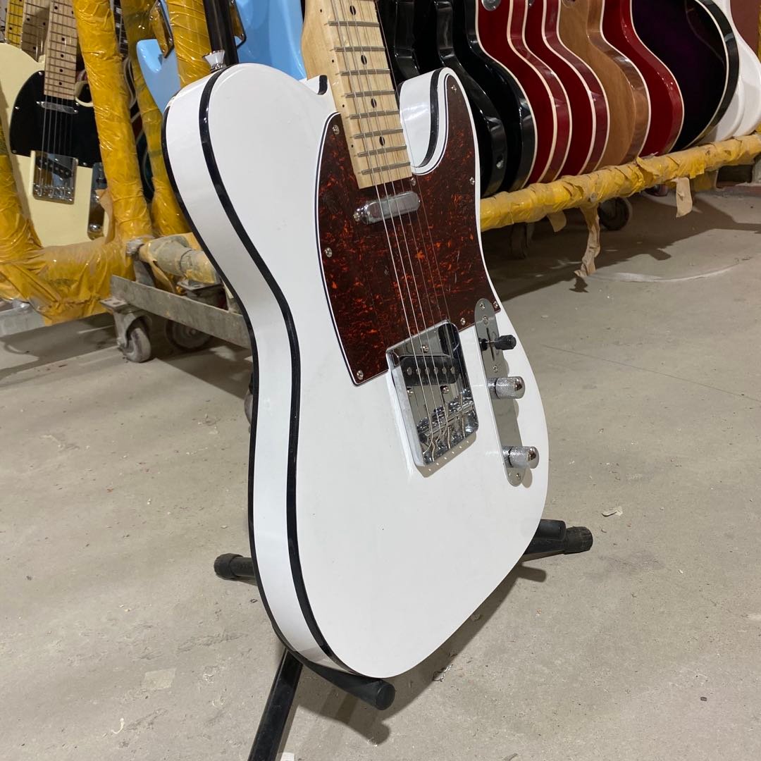 Factory-Direct-High-Quality-Telecast-Electric-Guitars-Double-Black-Binding-Free-Shipping-White-Version