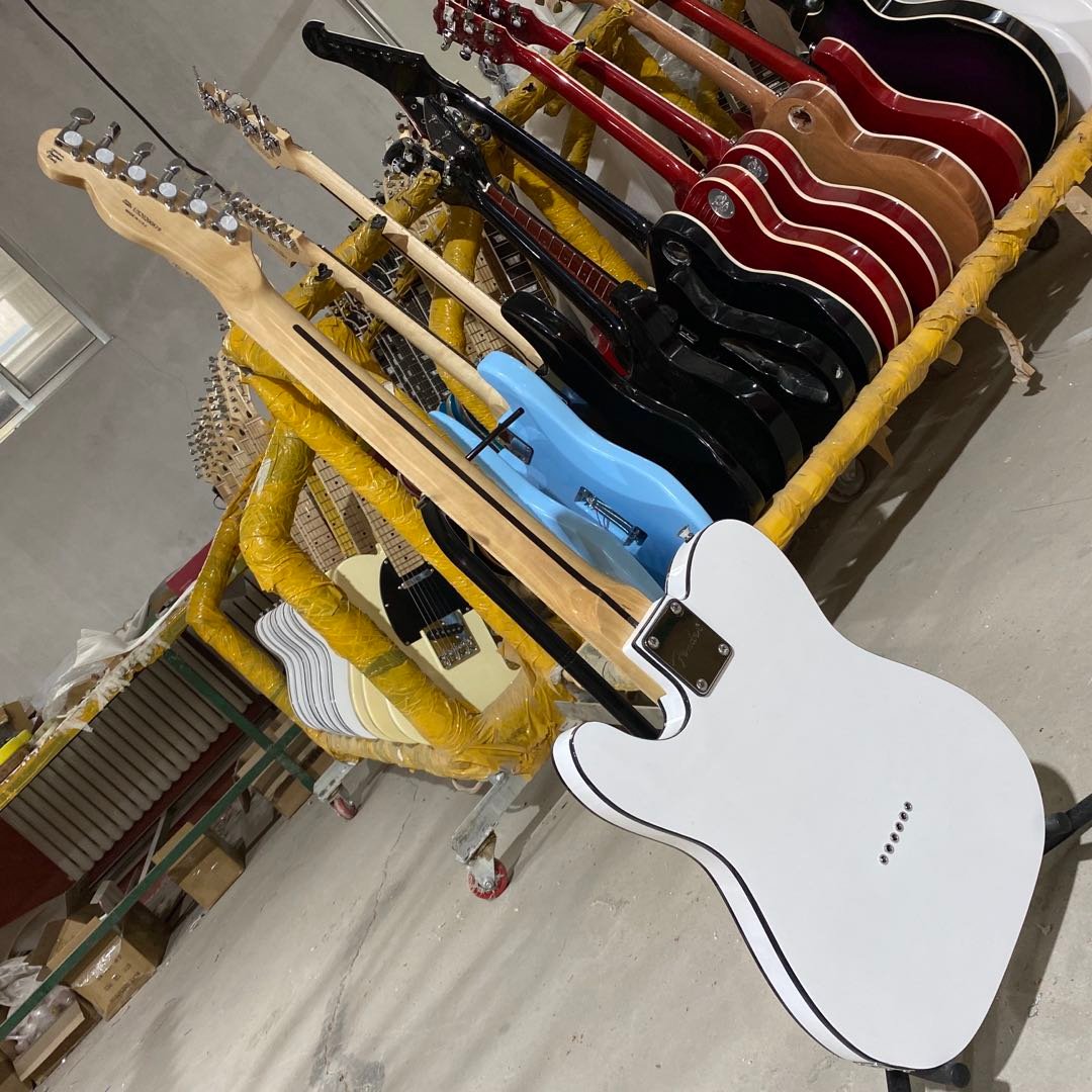 Factory-Direct-High-Quality-Telecast-Electric-Guitars-Double-Black-Binding-Free-Shipping-White-Version