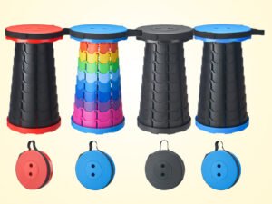 ZRE-AECAMPNG GIANXI Portable Folding Telescopic Stool Lightweight Plastic Subway Queuing Chair and Outdoor Camping Fishing with Carry Bag