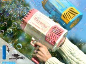 ZRE-AEBBLGN HUIQIBAO Bazooka Bubble Gun Rocket 69 Holes Bubbles Machine Summer Automatic Soap Blower With Light Toys For Kids Children Gift