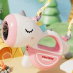 ZRE-AEBBLGN Handheld Soap Bubble Gun Battery Operated Cute Automatic Bubbles Machine 8 Holes for Kids Outdoor Party Games Gifts