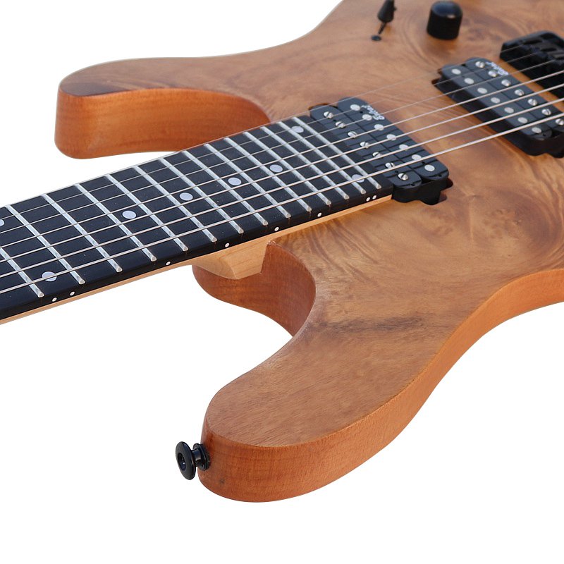 High-Grade-7-Strings-Electric-Guitar-Tree-Burl-Skin-Natural-Color-Solid-Okoume-Body