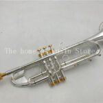 ZRE-AETRMPT Hot Sell Bach LT190S-77 Bb Small Trumpet Silver Golden Key Professional Music Instruments with case Free Shipping