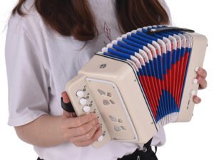 ZRE-AEACCRD Mini 10-Button Kids Accordion Toy Supports Bass Chords 14 Notes with Cleaning Cloth Educational Music Instrument for Children