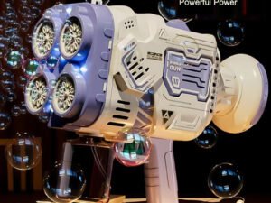 ZRE-AEBBLGN N-Hole Rocket Electric Bubble Gun With Light Bazooka Bubble Machine Soap Bubbles Magic Bubble Blower Gun Outdoor Seifenblasen