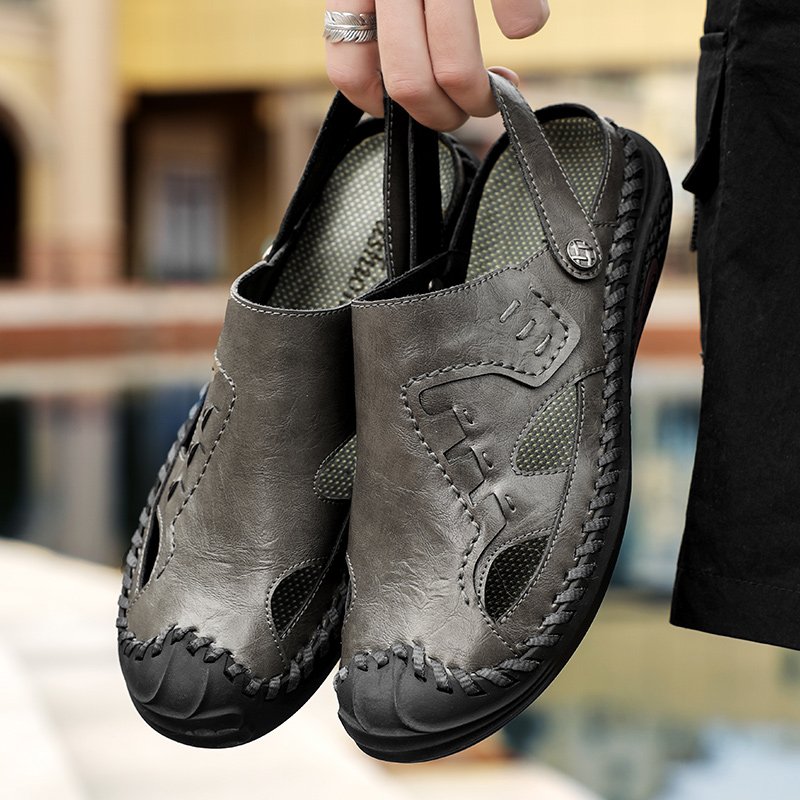 New-Summer-Men-s-Sandals-Genuine-Leather-Sandals-Slides-Breathable-Shoes-Rome-Male-Outdoor-Beach-Slippers