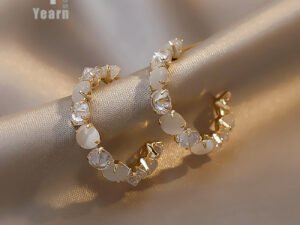 ZRE-AEERING New Women's Luxury Opals Hoop Earrings In 2021 Korean Fashion Jewelry Party Girls Temperament Accessories Unusual Earrings