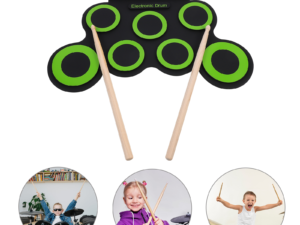 ZRE-AEDRM Portable Drum Kit Baby Educational Toys Practice Music Instrument Electronic Electric Jazz Folding Silicone Child Hand Roll-up