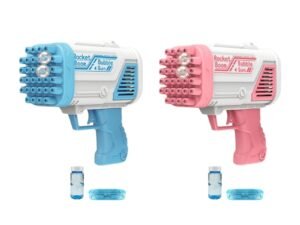ZRE-AEBBLGN Rocket Boom Bubble Gun Toy Electric Bubble Maker w/ 32 Hole Blower Rich Bubble Portable Fan Children Outdoor Summer Gift
