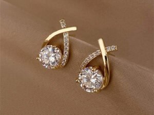 ZRE-AEERING SKEDS Fashion Cross Stud Earrings For Women Girls Korean Style Elegant Crystal Jewelry Ear Rings Fishtail Lady Earrings Gift