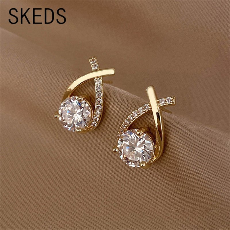 SKEDS-Fashion-Cross-Stud-Earrings-For-Women-Girls-Korean-Style-Elegant-Crystal-Jewelry-Ear-Rings-Fishtail