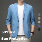 ZRE-AEMST & BLZR Summer New Lightweight Basic Skins UPF 50 Long Sleeve Men Sun Jacket Suit Blazer Men Slim Fit for Bussiness Casual Coat