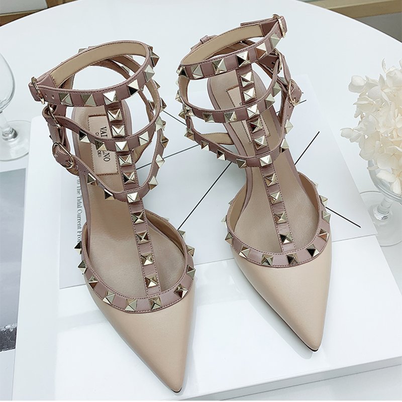 Summer-Pointy-Sexy-Women-s-Strapping-Sandals-Leather-Matte-Roman-Metal-Rivet-High-Heels-Party-Versatile