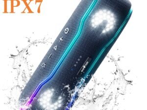 ZRE-AEBTSPKR WISETIGER Bluetooth Speaker Outdoor IPX7 Waterproof 25W BT5.3 Loudspeaker Stereo Surround Speaker with Cool Pulsing EQ Lights