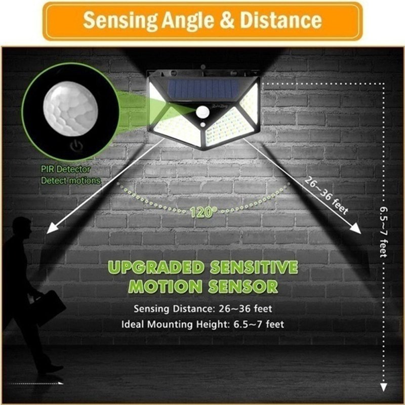 1-2-4-6Pcs-100-LED-Solar-Wall-Lights-Outdoor-Solar-Lamp-PIR-Motion-Sensor-Solar