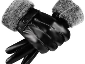 ZRE-AESKIIN 1 Pair Ridding Gloves Windproof Full Finger Thermal Keep Warm Faux Leather Well Sensitive Men Cycling Bike Gloves for Daily