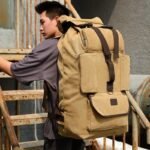 ZRE-AEMBAG 100 Liters Thickened Canvas Backpack Leisure Travel Men's Large Capacity Mountaineering Moving Luggage Backpack Can Hold Quilt