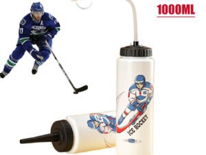 ZRE-AEHCKY 1000ML Ice Hockey Water Bottle BPA Free Portable Large Capacity Football Lacrosse Bottle Classic Sports Gear Hockey Equipment