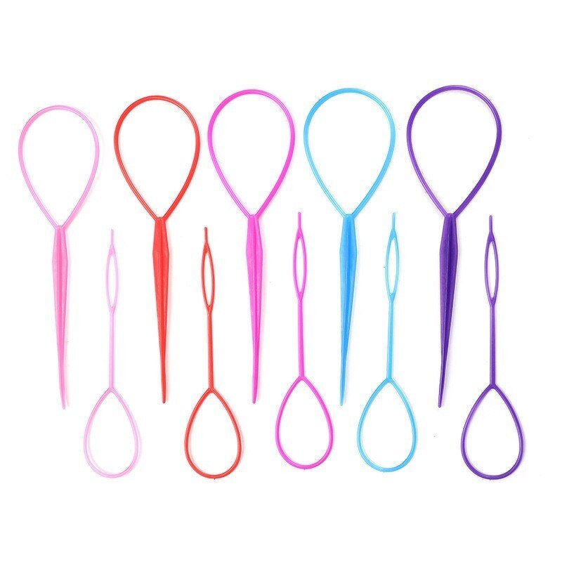 10Pcs-Set-Ponytail-Creator-Plastic-Loop-Styling-Tools-Black-Pony-Topsy-Tail-Clip-Hair-Braid-Maker