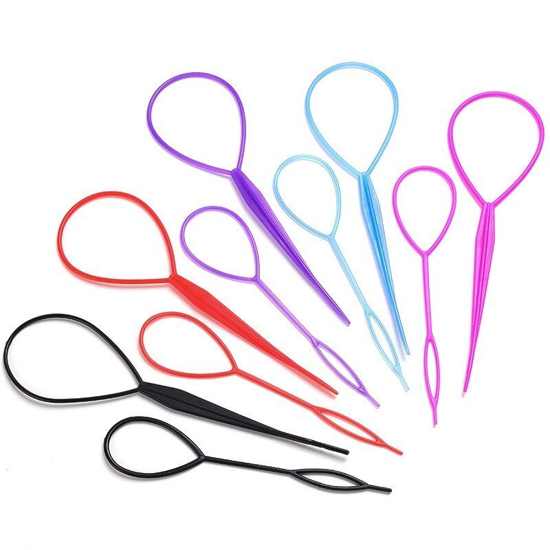 10Pcs-Set-Ponytail-Creator-Plastic-Loop-Styling-Tools-Black-Pony-Topsy-Tail-Clip-Hair-Braid-Maker