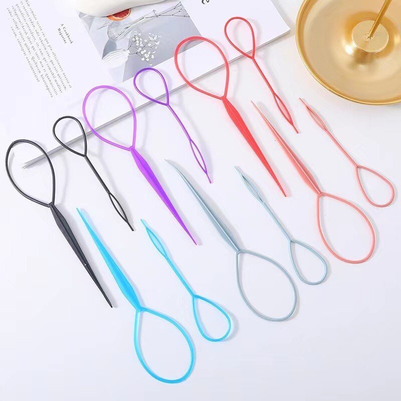 10Pcs-Set-Ponytail-Creator-Plastic-Loop-Styling-Tools-Black-Pony-Topsy-Tail-Clip-Hair-Braid-Maker