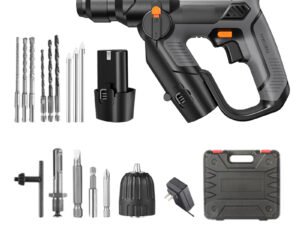 ZRE-AEELHMR 12V 500W Cordless Electric Hammer Drill Multifunction Drill Electric Screwdriver Rechargeable Lithium-Ion Wireless Hammer Drill