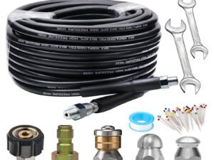 ZRE-PRWSHR 15M Sewer Jetter Kit for Pressure Washer with Nozzles Kit,Drain Cleaning Hose for Pressure Pump,5800PSI Cleaner Hose 1/4" NPT