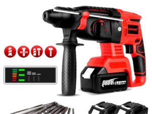 ZRE-AEELHMR 2000W Brushless Electric Rotary Hammer Drill Rechargeable Cordless Handheld 4 Function Power Tool For Makita 18V Battery