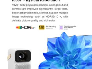ZRE-AEPRJCTR 4K Global Version T6 Max Android HD Projector 550ANSI Lumens Electric-Focus 5G WiFi 2 16GB Bluetooth 5.0 AI Voice Home Theater