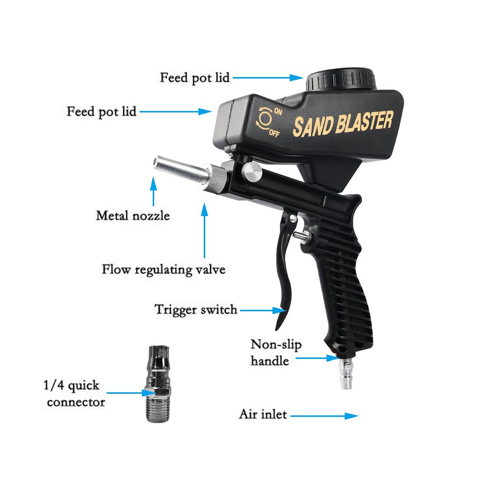 Adjustable-Sandblasting-Gun-90-Psi-Portable-Sand-Blaster-Paint-Spray-Machine-Gravity-Pneumatic-Small-Handheld-Blasting