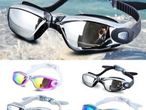 ZRE-AWSWIM Adults Waterproof Adjustable Band Diving Silicone UV Protection Portable Anti-fog Practical Water Sports Swimming Goggle