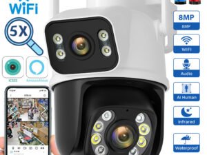 ZRE-AECMR BESDER 8MP PTZ Wifi Camera Outdoor Night Vision Dual Screen Human Detection 4MP Security Protection CCTV Surveillance IP Camera