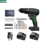ZRE-AEELDRILL Brushless Motor Hammer Drill 80NM Impact Cordless Electric Screwdriver 21V MT Tool Set 3 Function Screw/ Concrete/ Steel Plate
