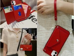 ZRE-AEPHBAG Case For iphone 14 13 12 mini 11 pro xs max xr 7 8 6s plus se 2020 cover wallet card holder shoulder strap belt phone bag capa